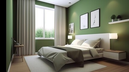 Bright Minimalist Interior in Bedroom, A Contemporary and Serene Living Space