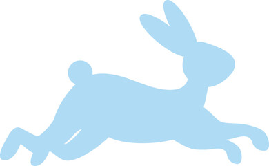Easter bunny silhouette. Jumping rabbit silhouette in blue color