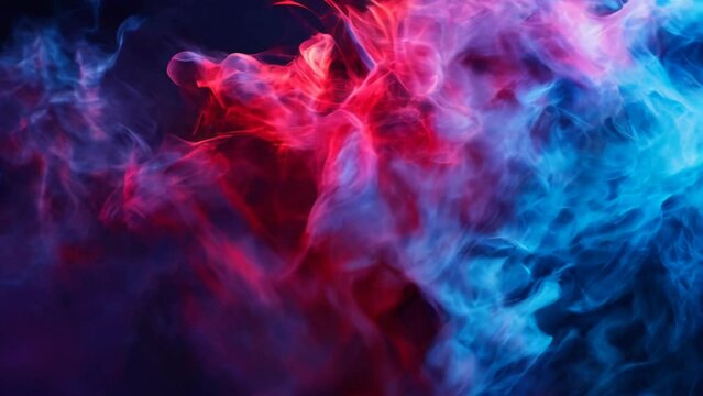 Vivid blue and pink smoke intertwining, expressing abstract beauty
