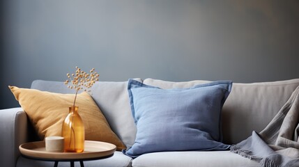 loseup View of Textured Gray Sofa, A Tactile and Modern Furniture Piece