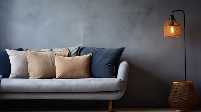 loseup View of Textured Gray Sofa, A Tactile and Modern Furniture Piece