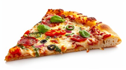Delicious Slice of Pizza on a Fresh White Background - Classic, Simple, and Mouthwatering Italian Cuisine