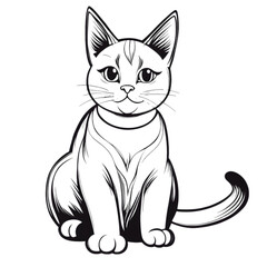 Fototapeta premium Cat Coloring Book Page Illustration Art On Transparent Background Generative AI.