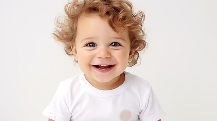 happy baby portrait of  smiling 6 month baby, Generative Ai