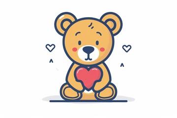 Obraz na płótnie Canvas A heartwarming illustration of a lovable teddy bear expressing love through a simple yet charming cartoon drawing