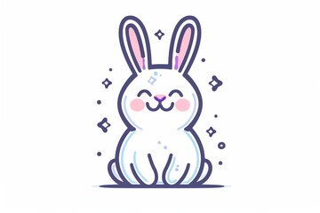 Obraz premium Whimsical child art captures the playfulness of a domestic rabbit in this charming cartoon sketch, perfect for clipart or illustration