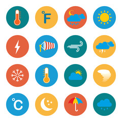 Weather Icons For Print, Web or Mobile App with multiple color background