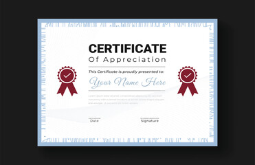 Modern certificate appreciation, certificate achievement template, award, achievement, certificate of recognition, excellence, certificate border, completion template certificate design template