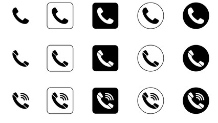 Set of phone icons in black and white color