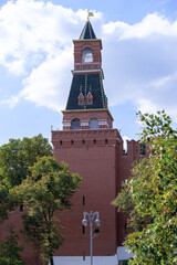 The alarm tower was photographed against a cloudy sky