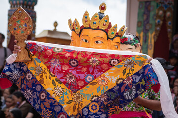 Buddhist mystery Tsam, Mask Dance in the Tibetan monastery, Leh, Ladakh, India