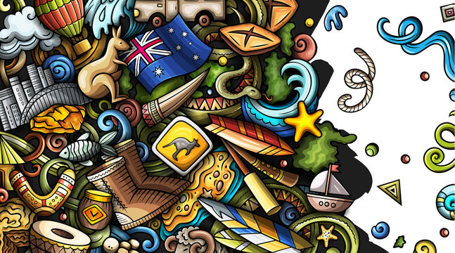 Cartoon doodle Australia banner design