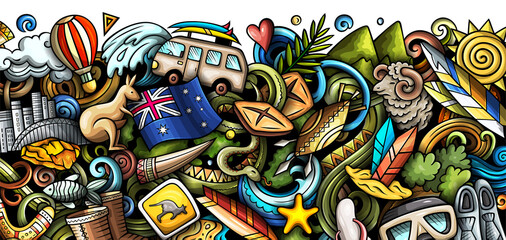 Cartoon doodle Australia banner design
