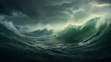 Huge ocean wave, sea water background in rough conditions