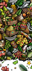 Hawaii detailed cartoon banner design