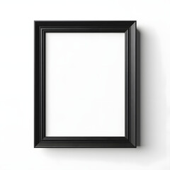  Black wooden square frame on white background