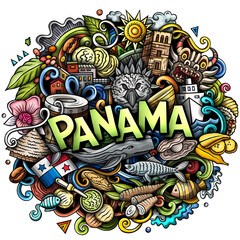 Panama detailed cartoon doodle illustration