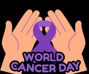 BLACK BACKGROUND  WORLD CANCER DAY TEMPLATE 
