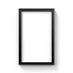 Dark wooden square picture frame on white background