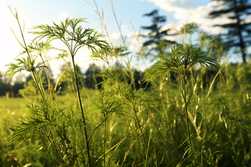 Plant dill in the open field