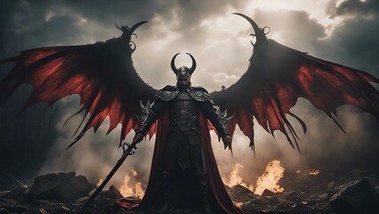 A fallen demon devil angel, who was banished from heaven for his rebellion against God.  