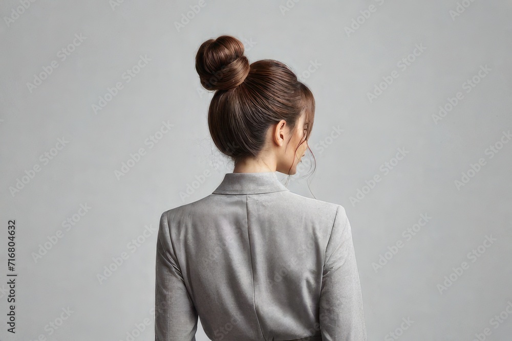 Canvas Prints Brunette girl with low bun hairstyle