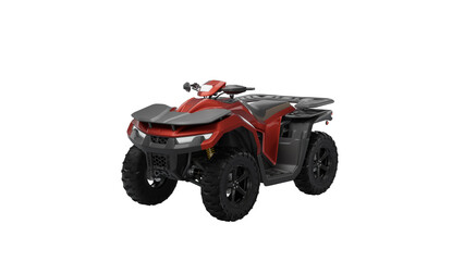 Generic ATV, red color, side-view. 3D rendering with neutral soft light.