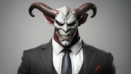 portrait of a devil goat An arrogant ruthless demon in business attire   - obrazy, fototapety, plakaty