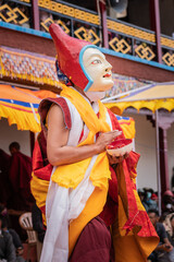 Obraz premium Buddhist mystery Tsam, Mask Dance in the Tibetan monastery, Leh, Ladakh, India