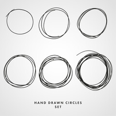 Hand drawn circles set. Vector illustration. Isolated on white background.