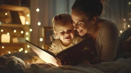 Foto op Plexiglas beautiful mother telling a bedtime story to a little girl © Marco