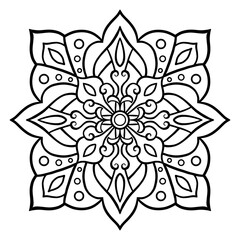 Floral design with line, hand drawn style, drawing with botanical theme, for coloring book page, decoration, tattoo, wallpaper, card, sticker, illustration.