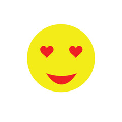 Smile in love emoticon . In love emoticon, icon, love hearts in eyes, emoji face