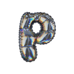 3d illustration caustic dispersion balloon letter P
