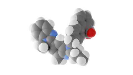 telmisartan molecule, micardis, molecular structure, isolated 3d model van der Waals