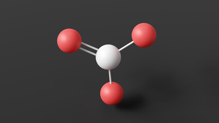 carbonate molecular structure, salt of carbonic acid, ball and stick 3d model, structural chemical formula with colored atoms