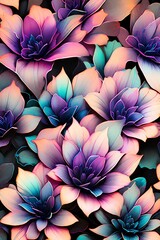 Seamless pattern with vibrant flowers. Vector illustration.