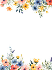 Fototapeta premium flower-garden-illustration-in-minimalist-style-placed-against-a-white-background-watercolor-tech