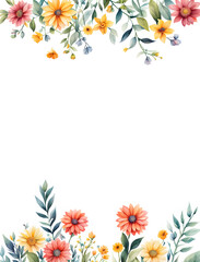 Fototapeta na wymiar flower-garden-illustration-in-minimalist-style-placed-against-a-white-background-watercolor-tech