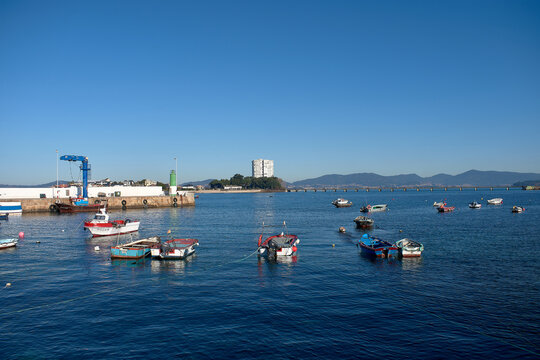 Small fishing boats in Canido, Vigo, Spain
