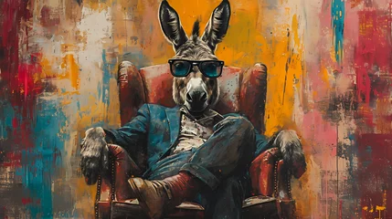 Schilderijen op glas donkey in suit © Manja