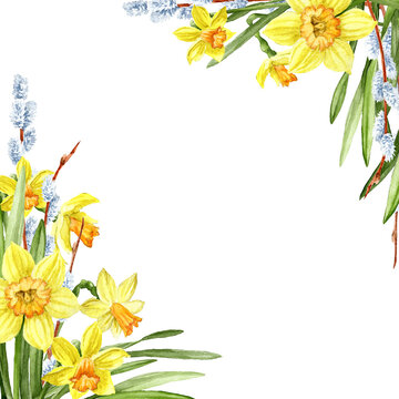 Yellow Narcissuses and Willow Twigs in the Corner frame