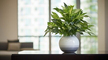 an indoor plant adorned in a beautifully designed, colorful vase, the plant's leaves glistening with vitality against the pristine white backdrop, 