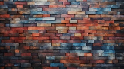 An intriguing backdrop of bricks, each with its own unique texture and color, forms a captivating pattern on a high-quality canvas in this HD photo.
