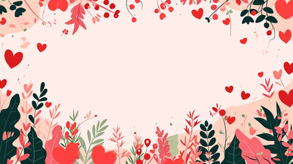 Illustration of Valentine's Day background, a blend of plants with love day