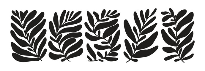 Natural hand drawn pattern design with leaves branch, flower. Simple contemporary style illustrated Design for fabric, print, cover, banner, wallpaper.	