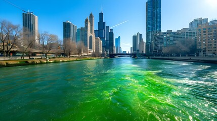 St. Patrick's Day Celebration: Chicago River Dyed Green