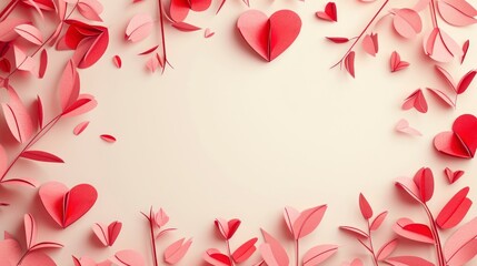 illustrations of handcraft paper made a background with text space for valentines Day,