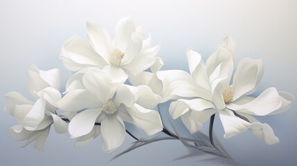 the enchanting dance of white petals on a spotless white canvas, showcasing the quiet beauty of this natural composition.