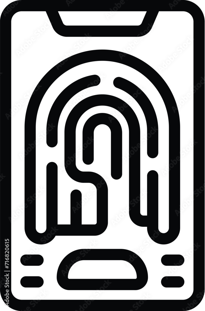 Poster smartphone fingerprint icon outline vector. social bug. fraud hacking